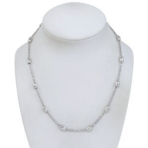Vintage Italy Sterling Silver 925 5mm Beaded Chain Necklace 17.5"